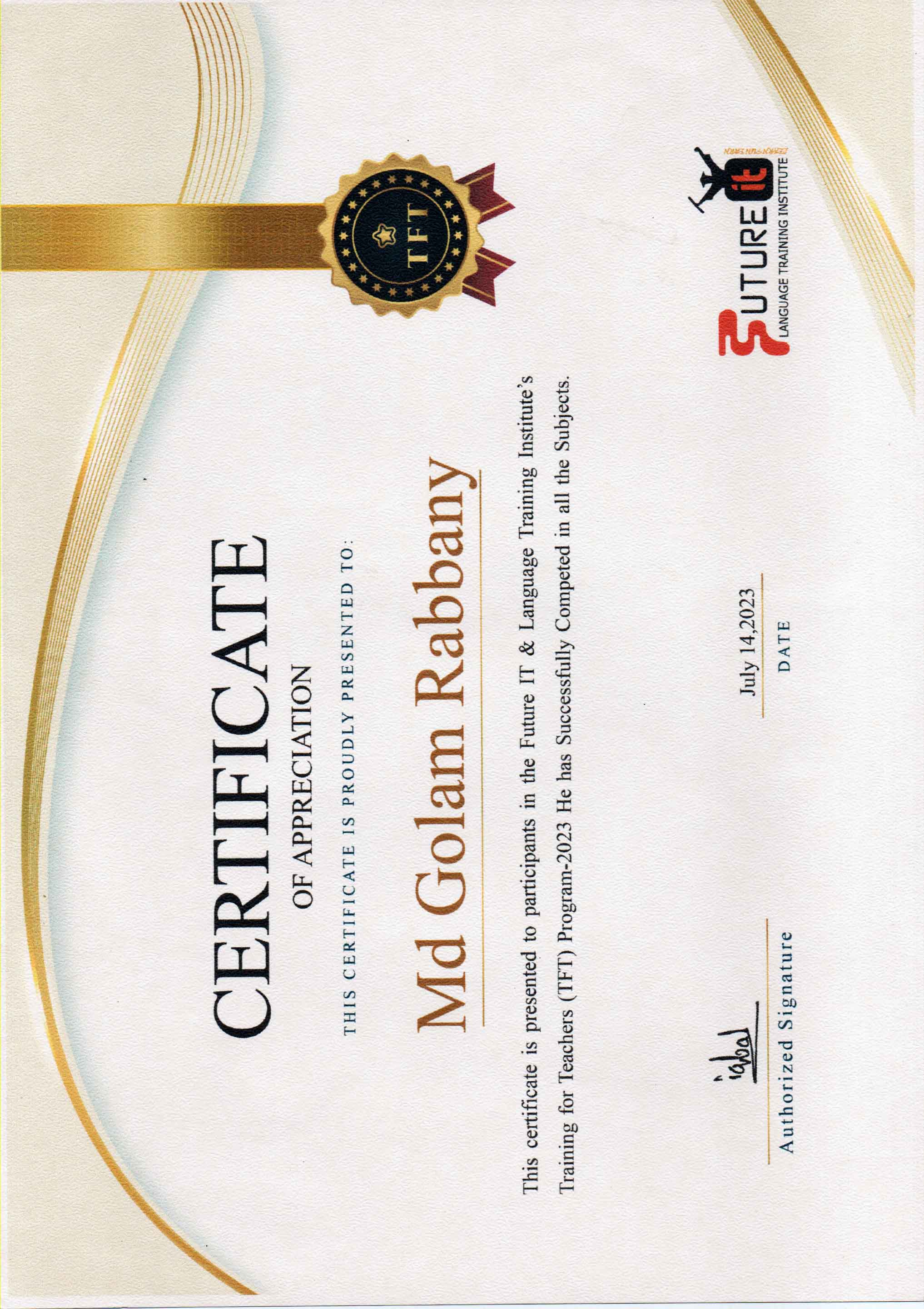 Training for Teachers (TFT)